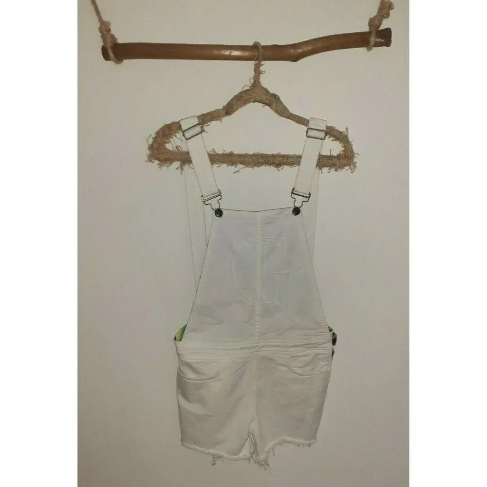 Anthropologie Jump the Gun By Devan‎ Overall Shorts White Small Adjustable Strap